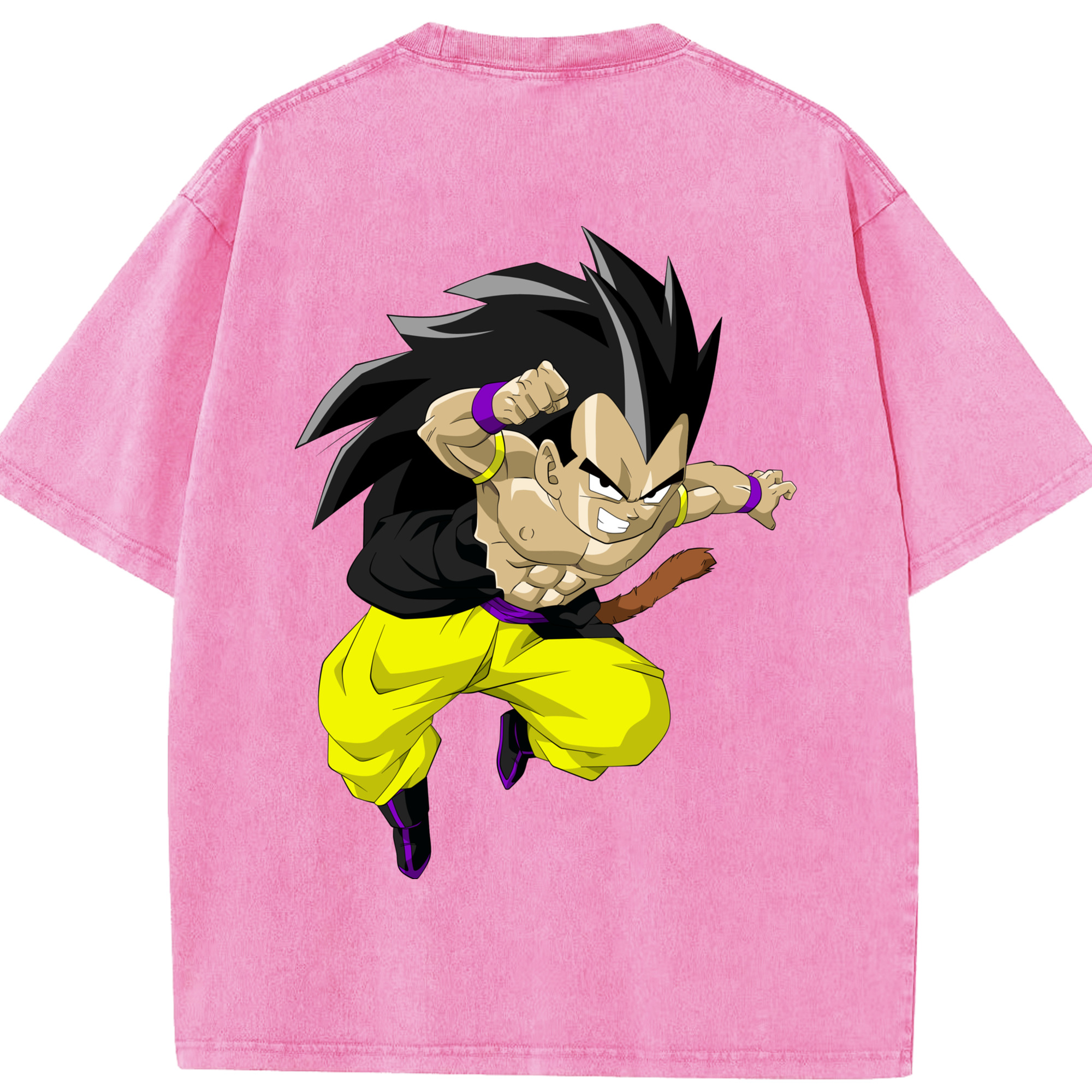 （画像用） ドラゴンボール ベジータ四世（Bejīta Yonsei）DRAGON BALL Vegeta IV 綿100% ヴィンテージ風 半袖Tシャツ（背面プリント）